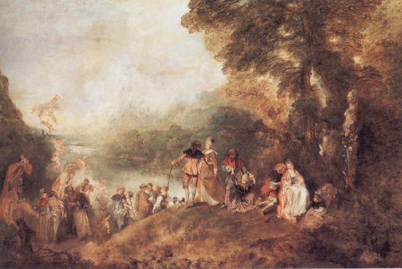 WATTEAU, Antoine The Pilgrimago to the Island of Cythera Germany oil painting art